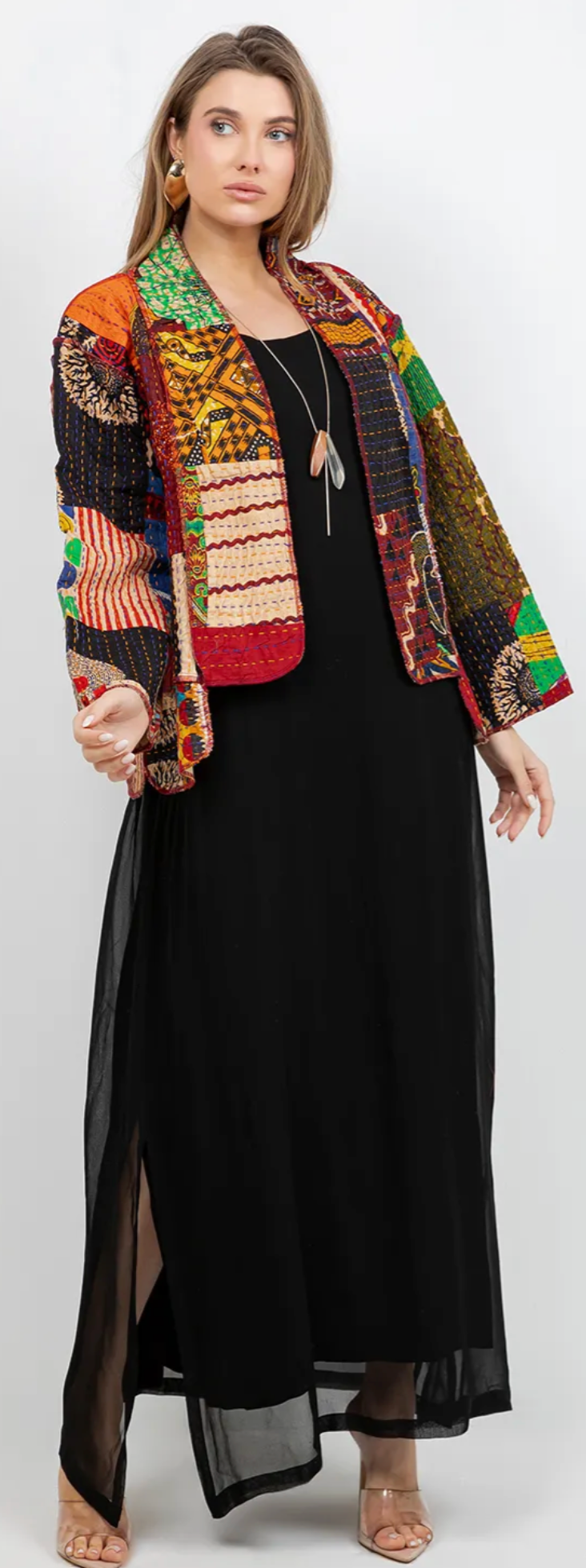 Reversible Boho Hippie Patchwork Kantha Jacket – One Size Fits Small to 2X
