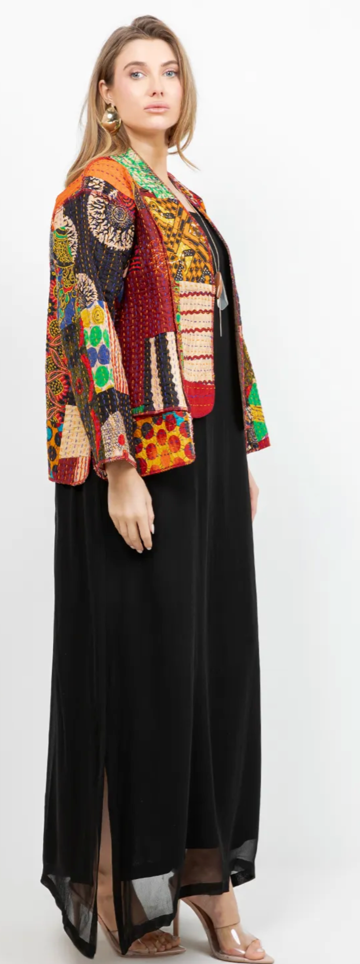 Reversible Boho Hippie Patchwork Kantha Jacket – One Size Fits Small to 2X