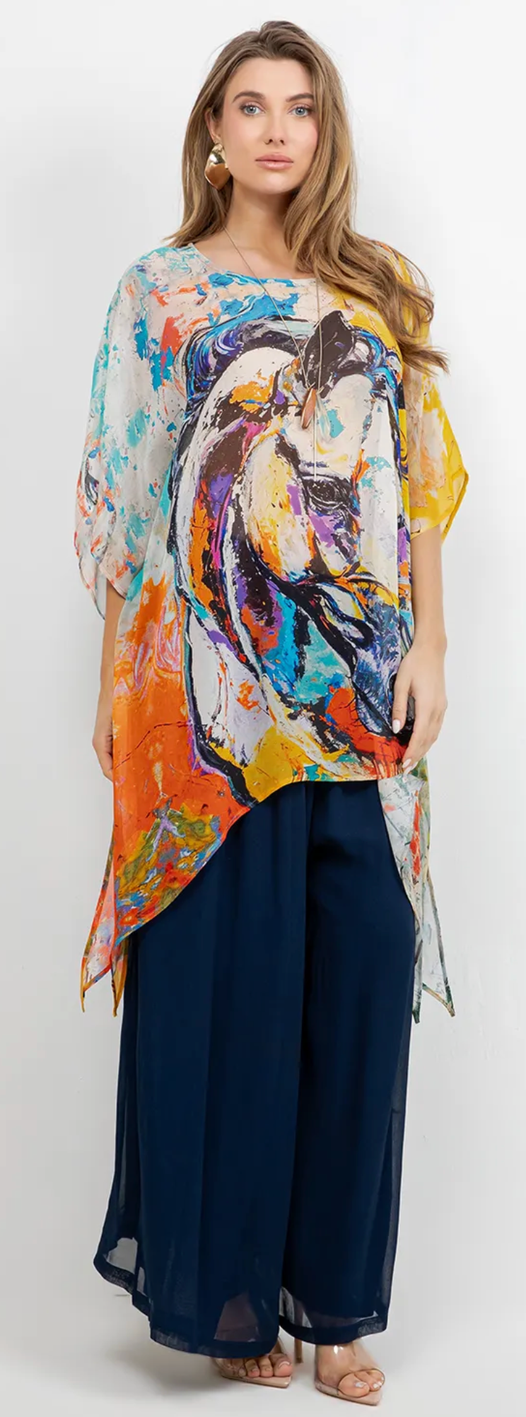 Fantasy Horses Oversize Tunic Top Lagenlook Boho Hippie Chic SML-6X+