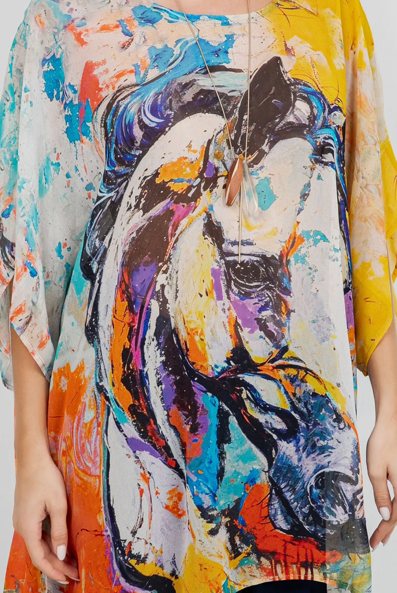 Fantasy Horses Oversize Tunic Top Lagenlook Boho Hippie Chic SML-6X+