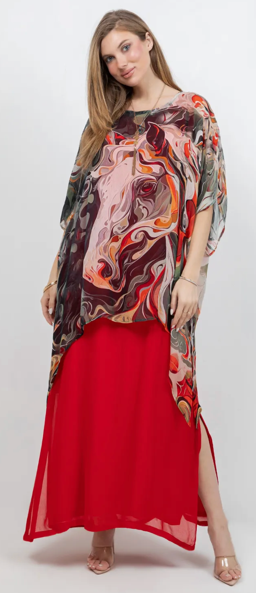 Noir Fantasy Horses Oversize Tunic Top Lagenlook Boho Hippie Chic SML-6X+