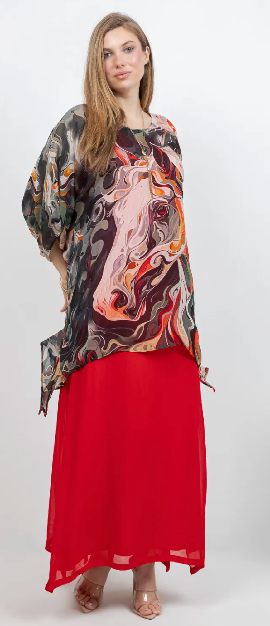 Noir Fantasy Horses Oversize Tunic Top Lagenlook Boho Hippie Chic SML-6X+