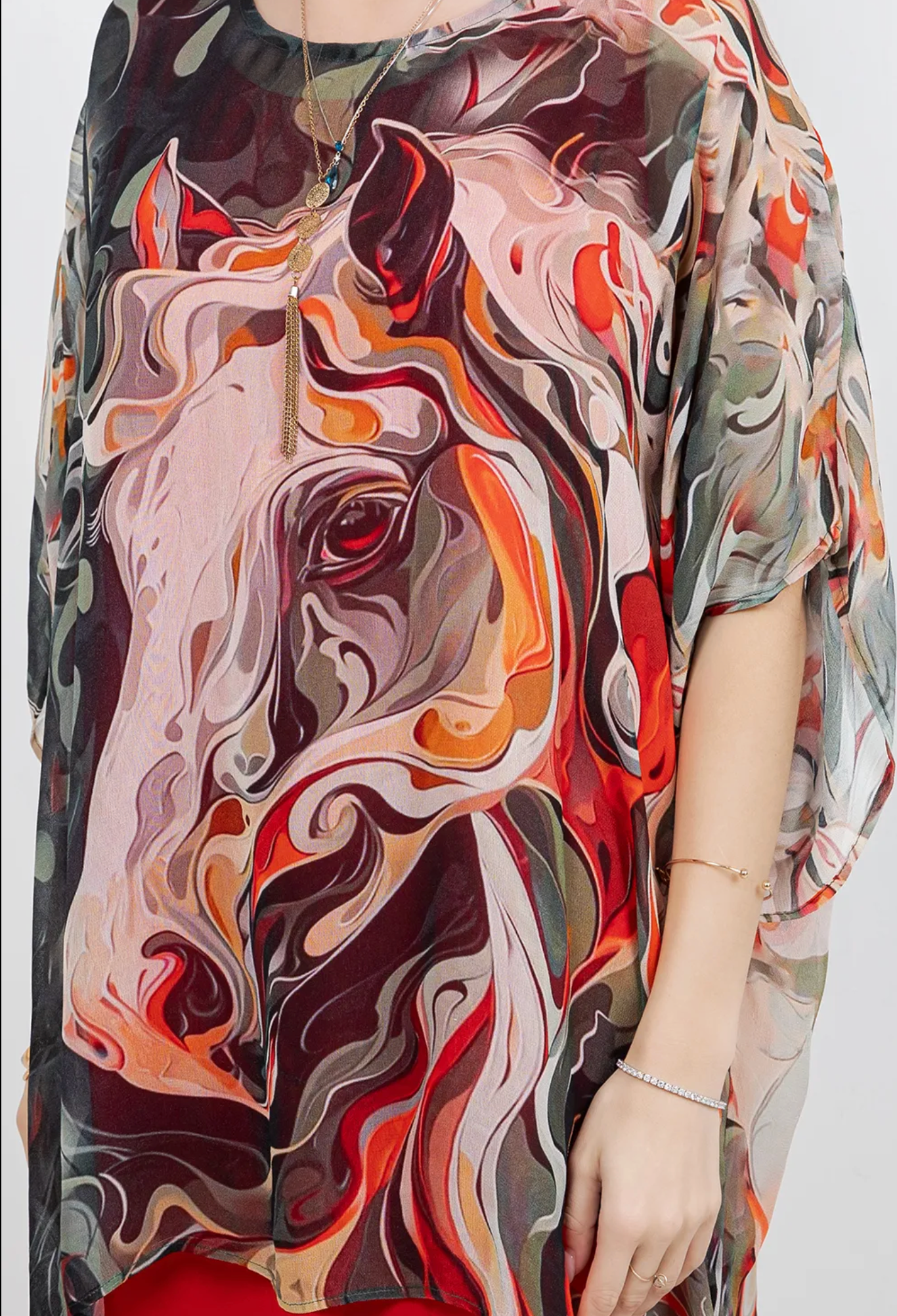 Noir Fantasy Horses Oversize Tunic Top Lagenlook Boho Hippie Chic SML-6X+