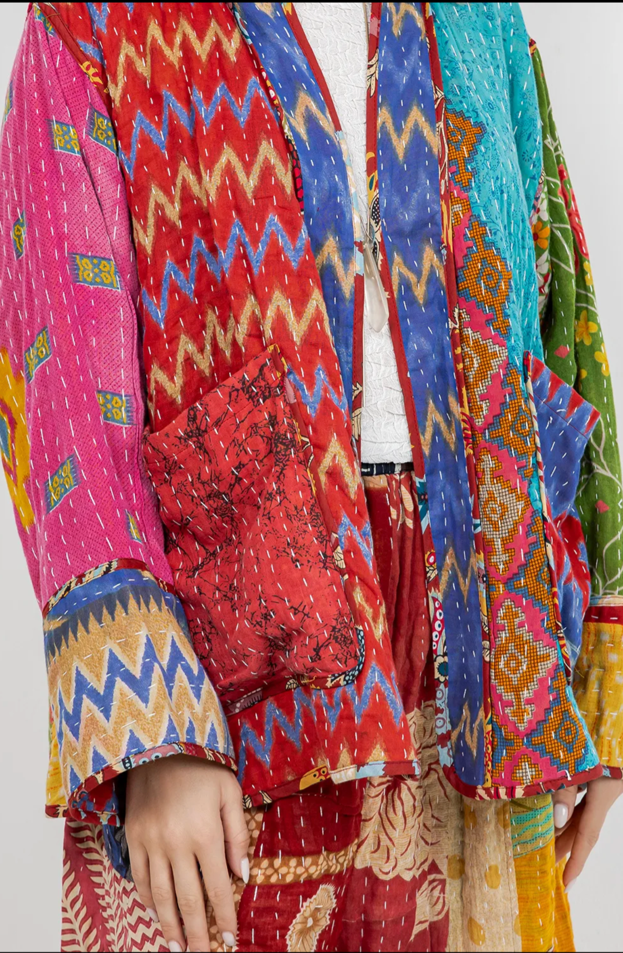 Reversible Kantha Jacket – One-of-a-Kind–2X | Upcycled Cotton Patchwork