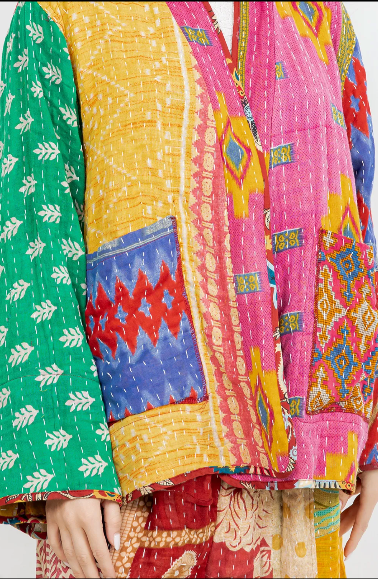 Reversible Kantha Jacket – One-of-a-Kind–2X | Upcycled Cotton Patchwork