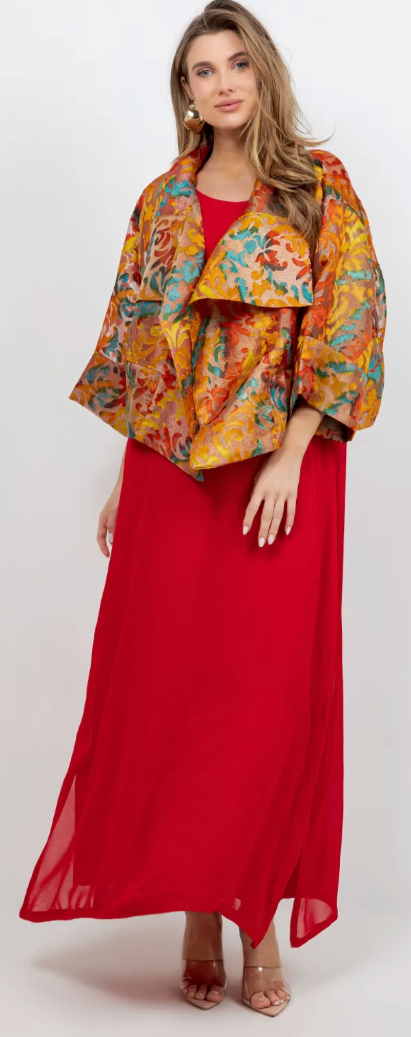 Golden Scroll Brocade Jacket Cascade Jacket