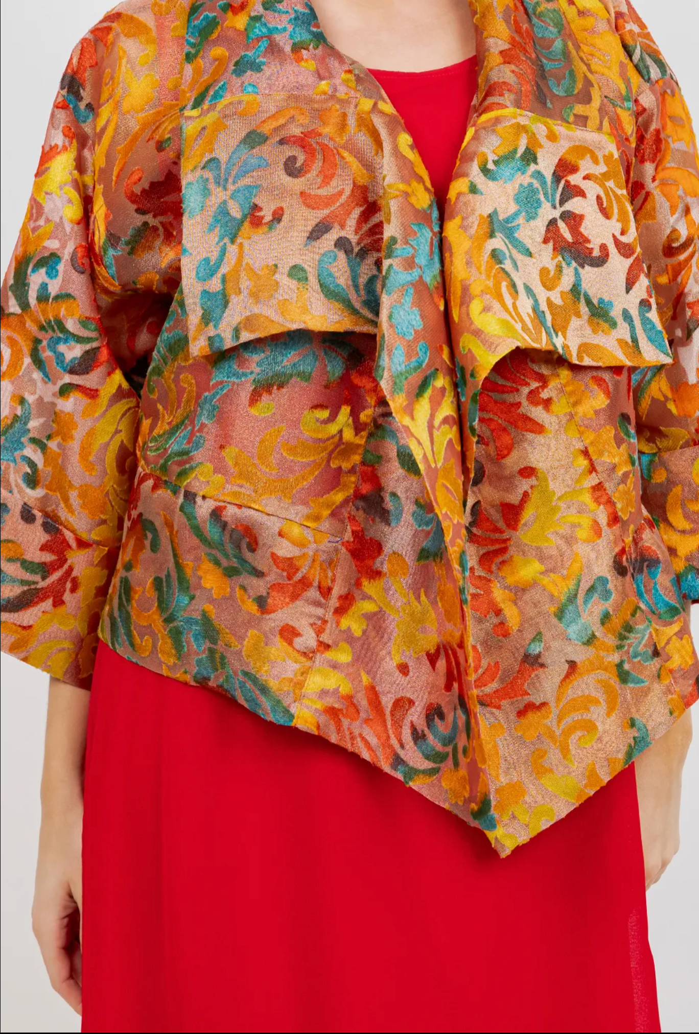 Golden Scroll Brocade Jacket Cascade Jacket