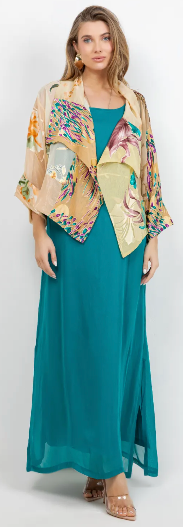 Camille Spring Jacket with Airy Scarf Drape Sml-2x