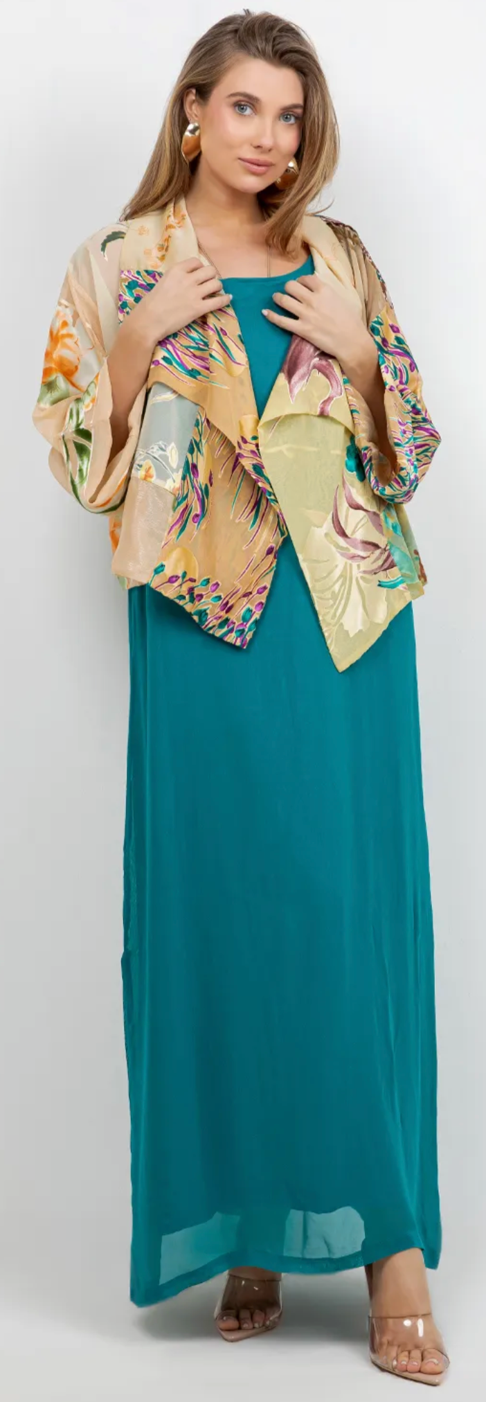Camille Spring Jacket with Airy Scarf Drape Sml-2x