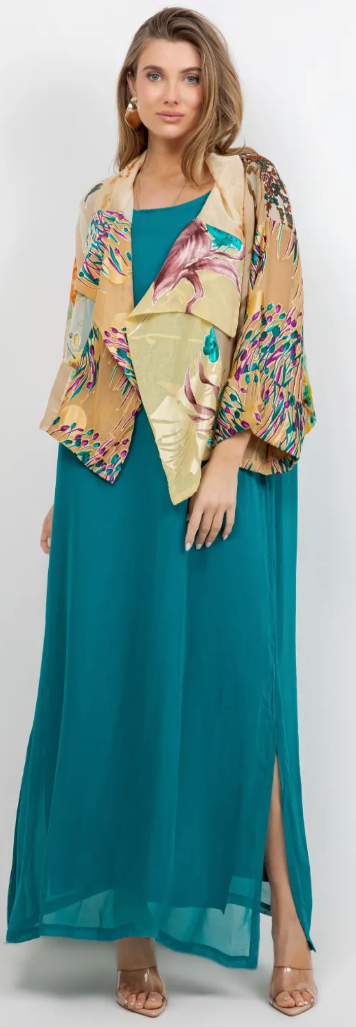 Camille Spring Jacket with Airy Scarf Drape Sml-2x