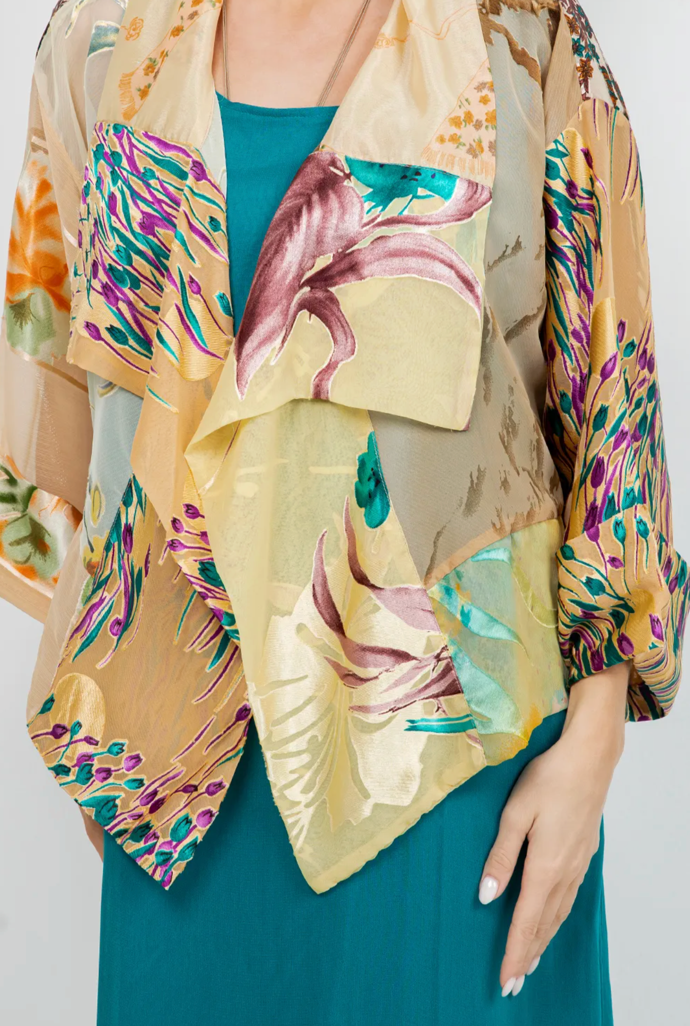Camille Spring Jacket with Airy Scarf Drape Sml-2x