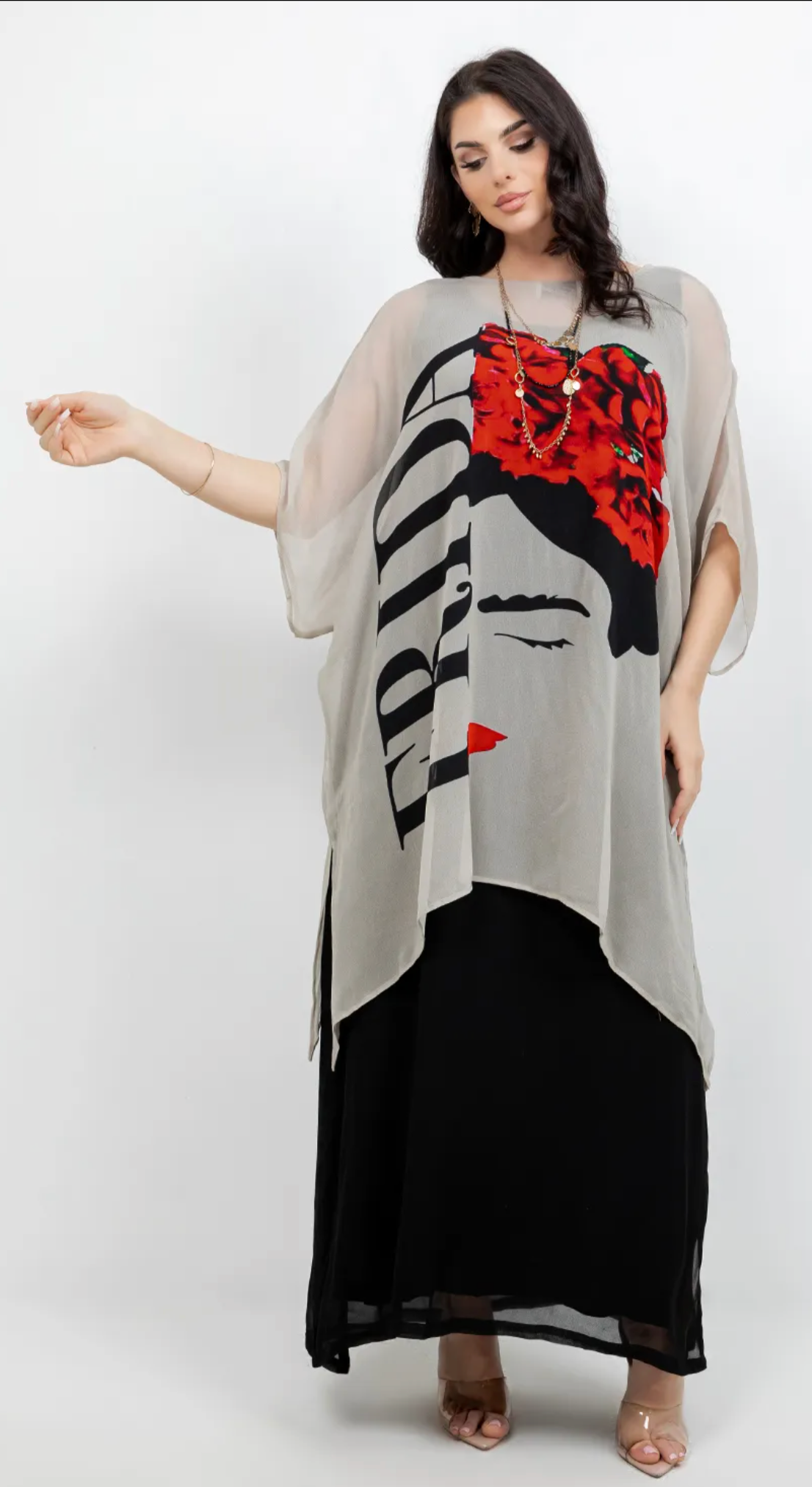 Frida Kahlo Oversize Tunic Top Lagenlook Boho Hippie Chic SML-6X+