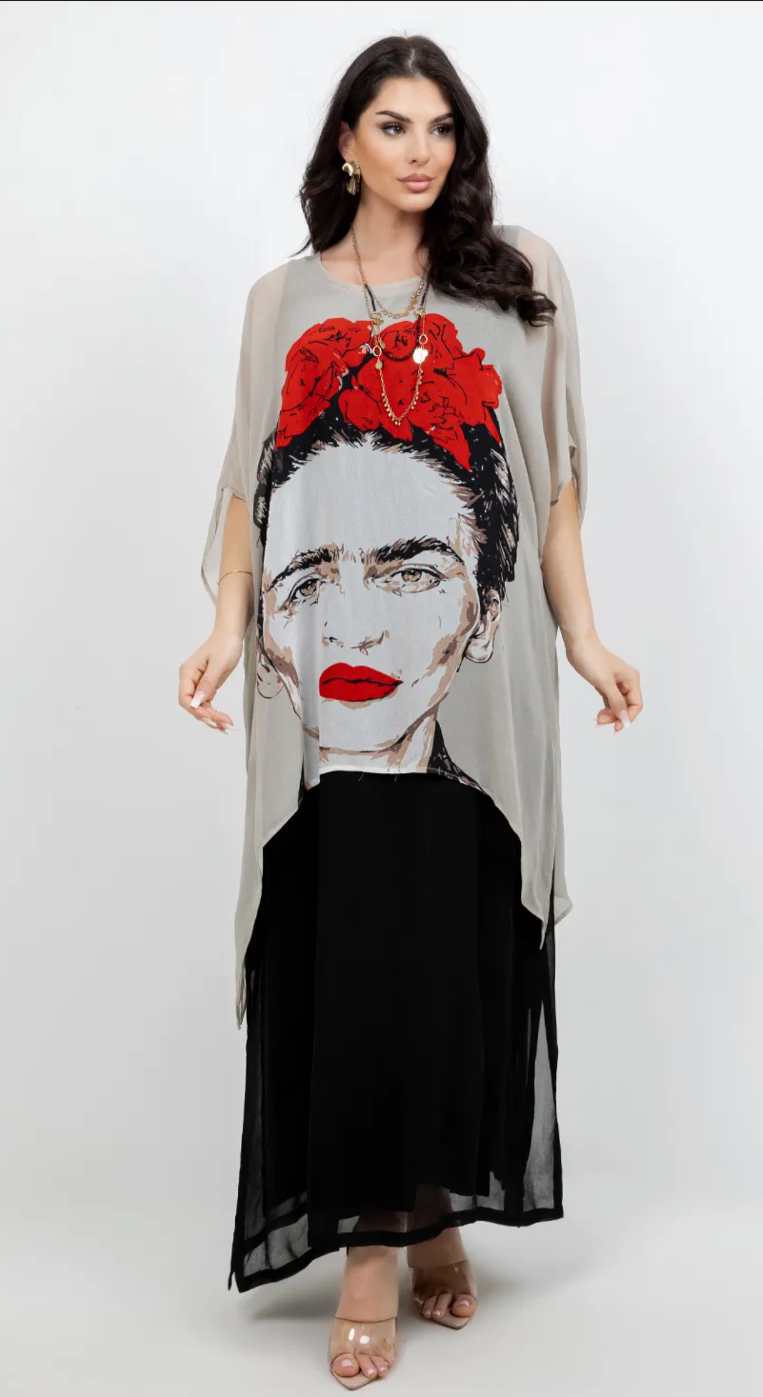 Frida Kahlo Oversize Tunic Top Lagenlook Boho Hippie Chic SML-6X+