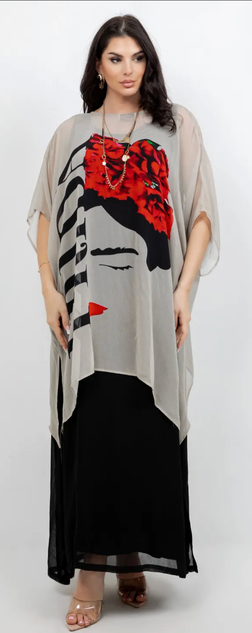 Frida Kahlo Oversize Tunic Top Lagenlook Boho Hippie Chic SML-6X+