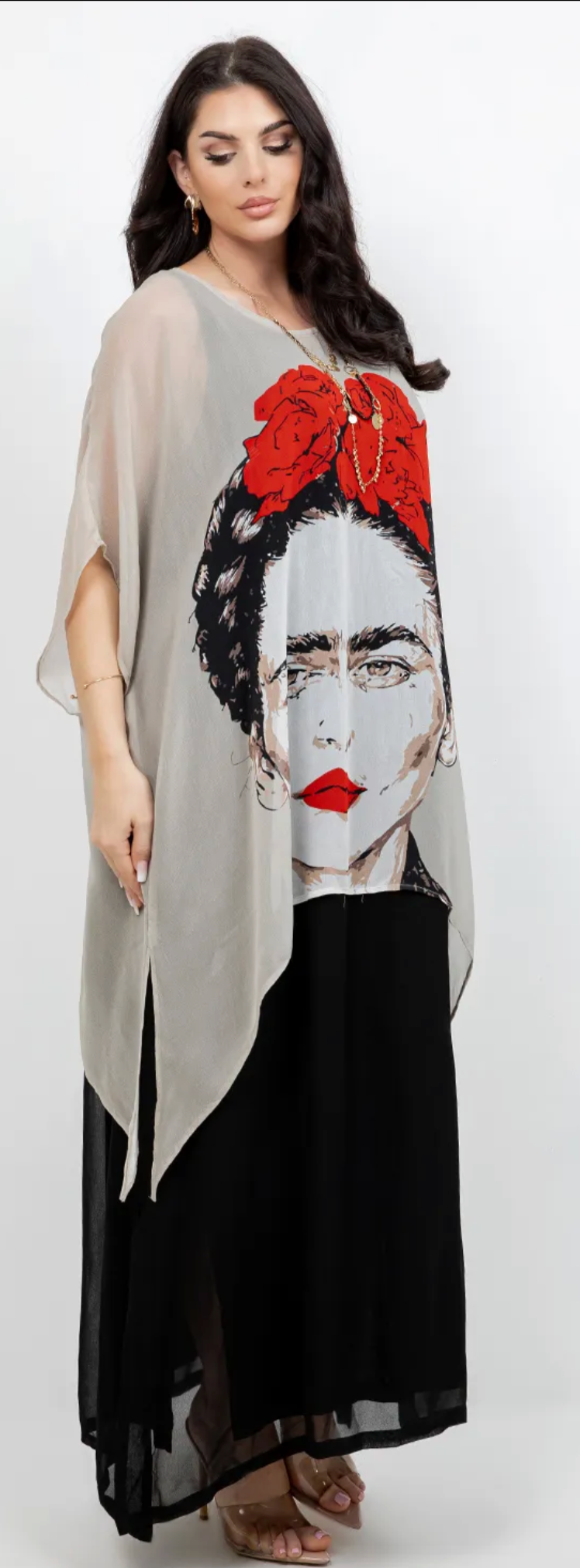 Frida Kahlo Oversize Tunic Top Lagenlook Boho Hippie Chic SML-6X+
