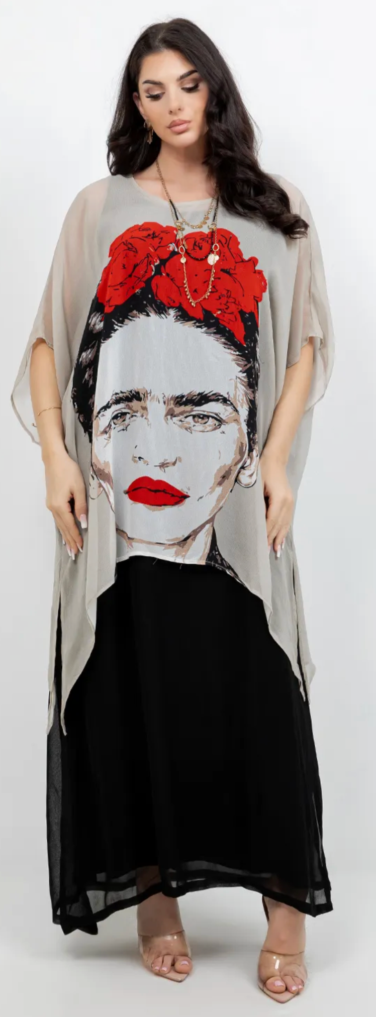 Frida Kahlo Oversize Tunic Top Lagenlook Boho Hippie Chic SML-6X+