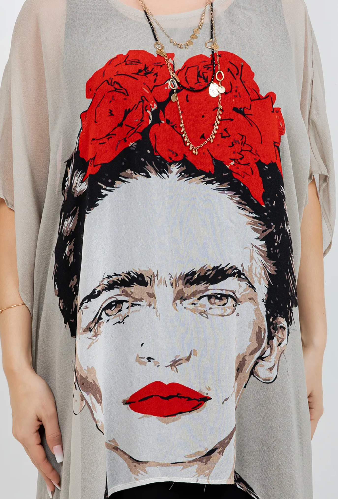 Frida Kahlo Oversize Tunic Top Lagenlook Boho Hippie Chic SML-6X+