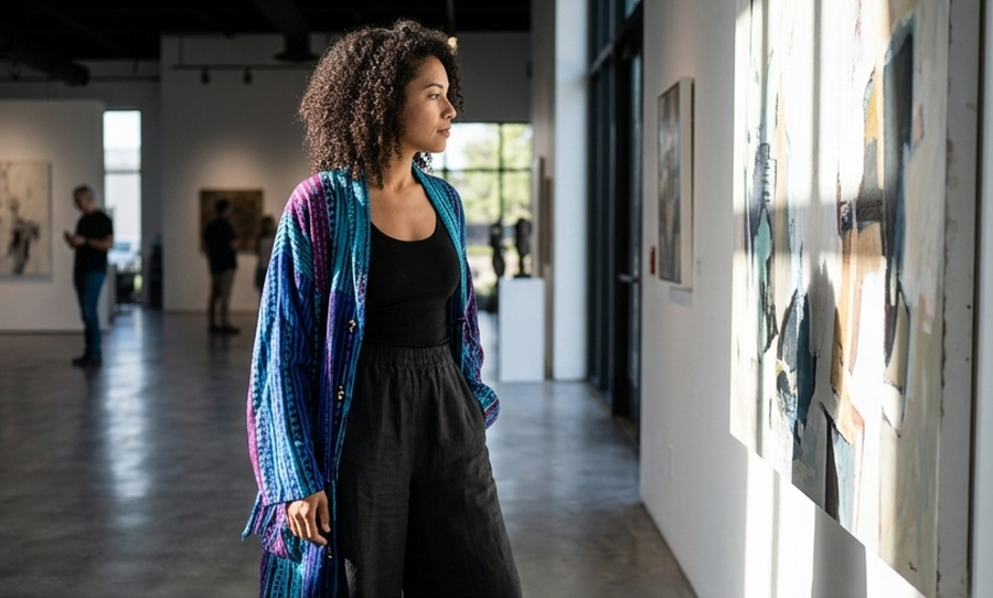 OOAK Turquoise-Magenta Sunheart Batik Boho Coat | Los Angeles Showroom | Rare Fringe Duster Coat