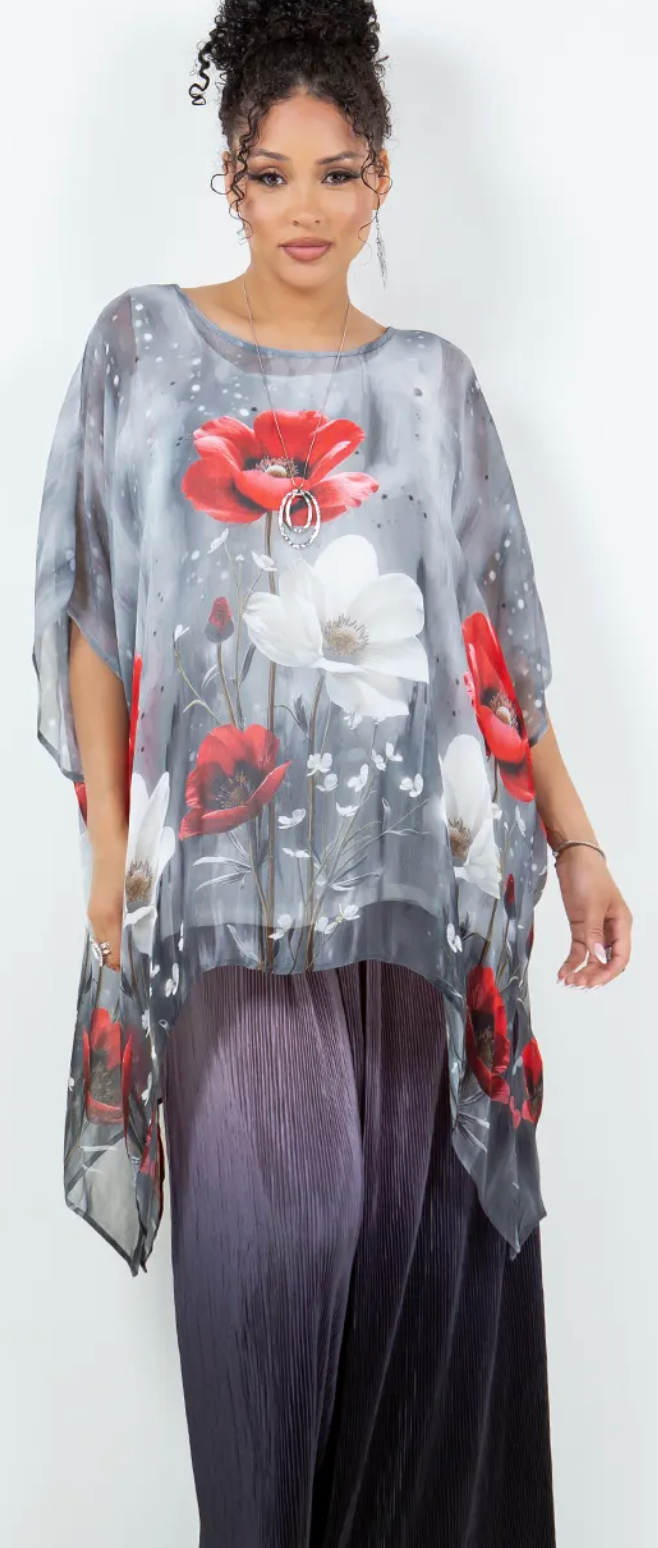 Rose Mist  Oversize Tunic Top Lagenlook Boho Hippie Chic SML-6X+