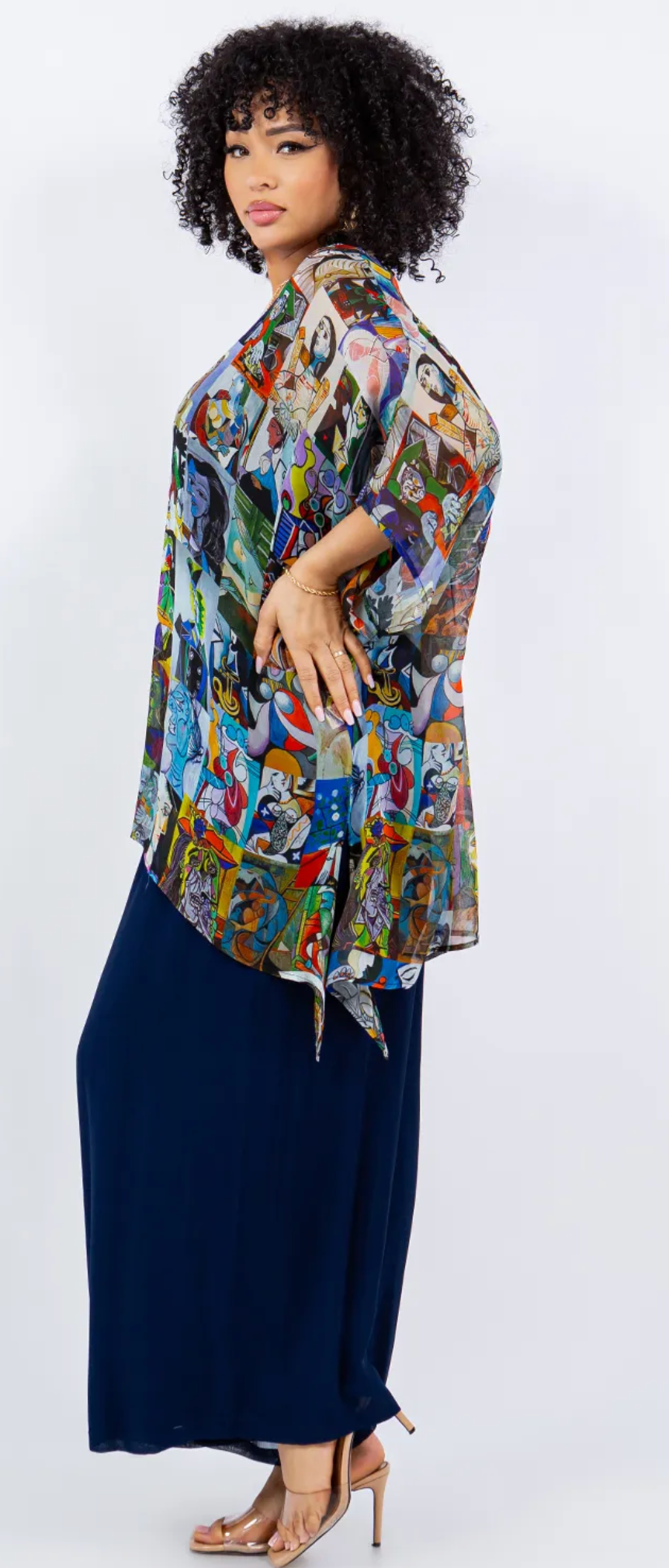 Modern Art Faces Oversize Tunic Top Lagenlook Boho Hippie Chic SML-6X+