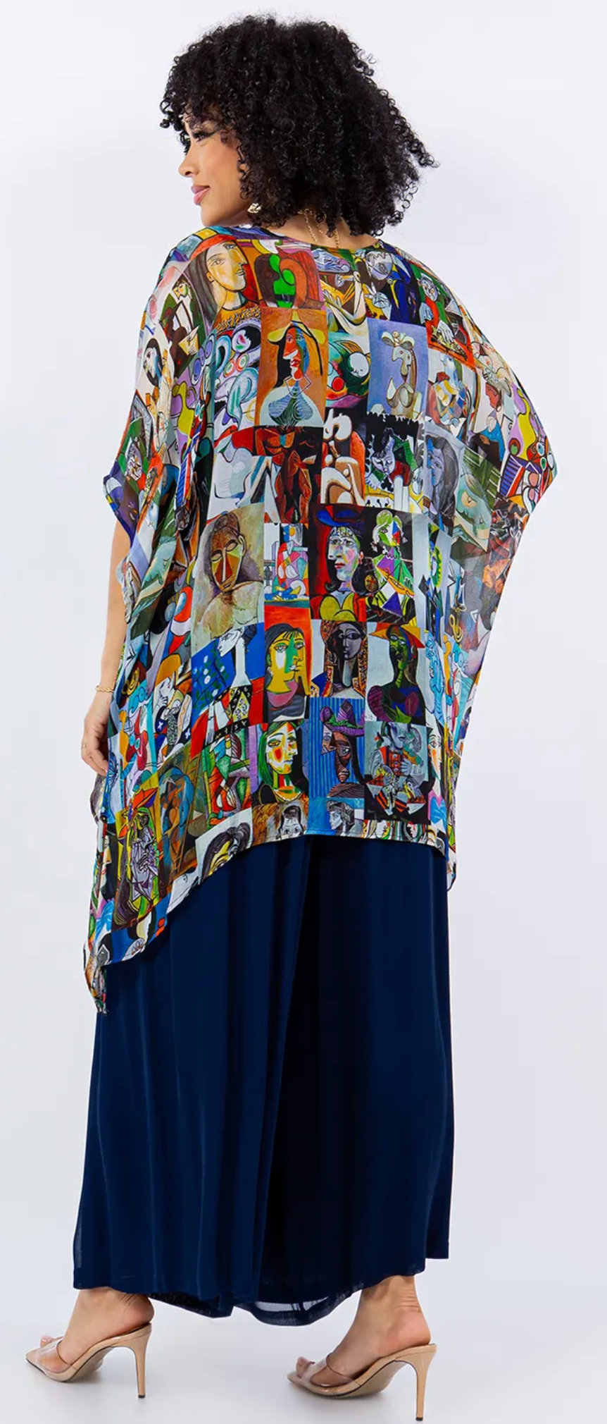 Modern Art Faces Oversize Tunic Top Lagenlook Boho Hippie Chic SML-6X+