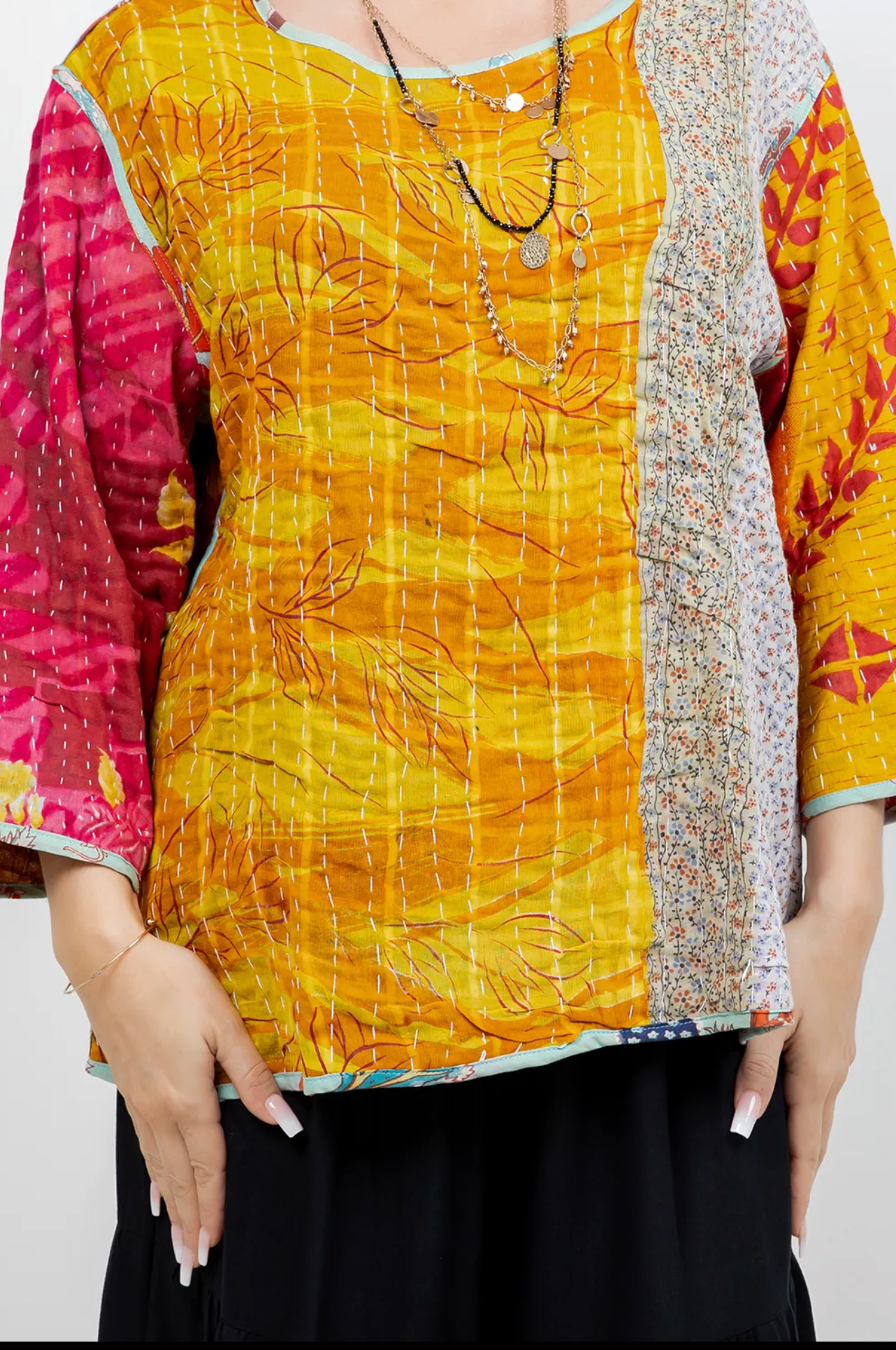 Sausalito Kantha – Reversible Tunic One Size Fits Small to 2X | Colorful Cotton Boho