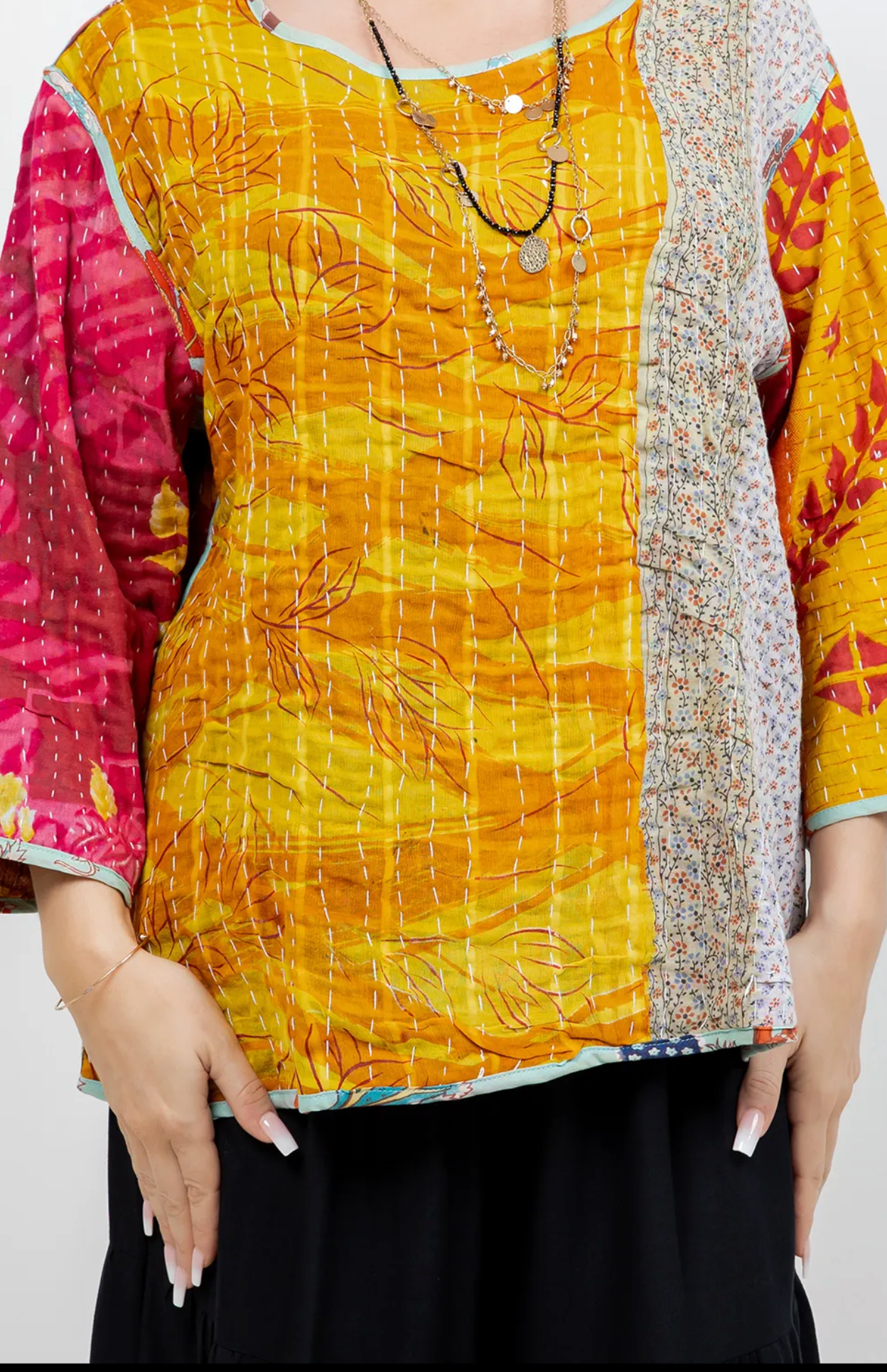Sausalito Kantha – Reversible Tunic One Size Fits Small to 2X | Colorful Cotton Boho