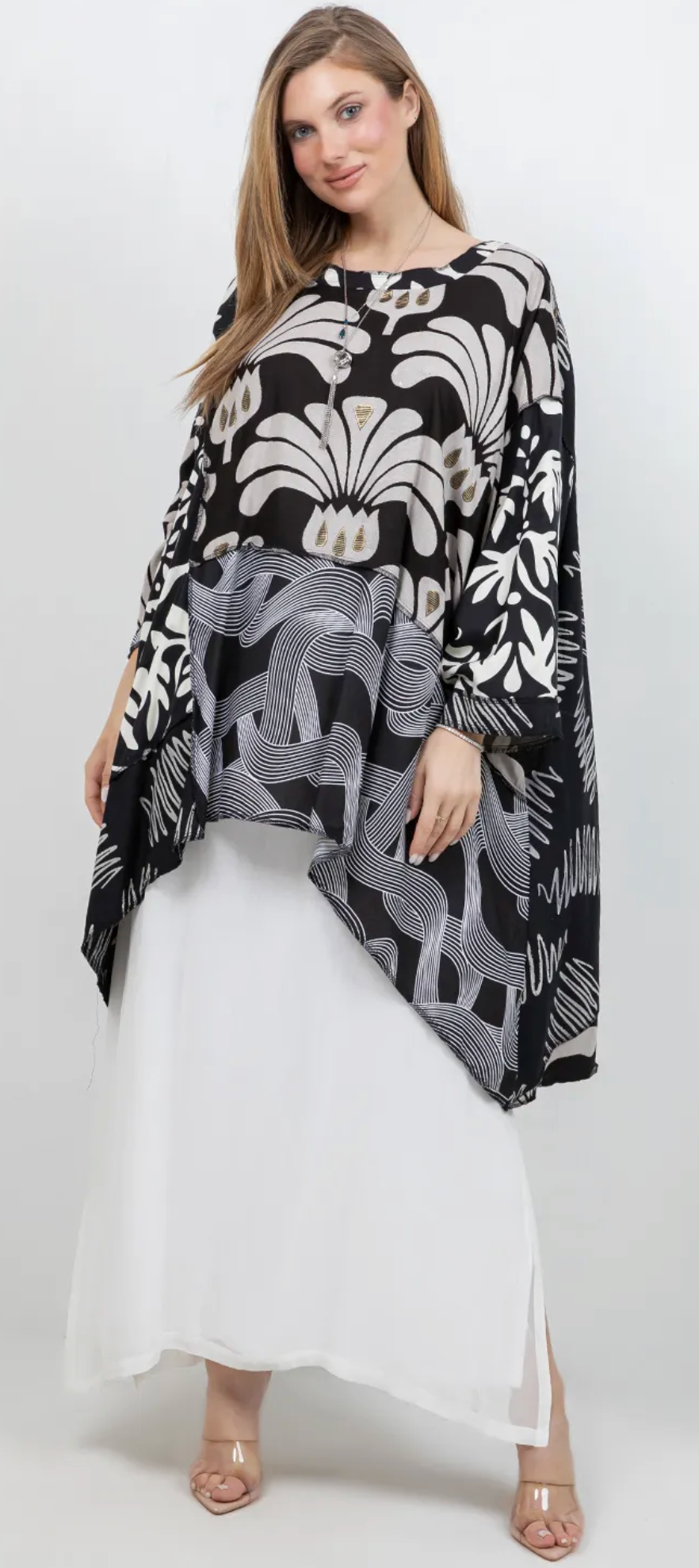 Midnight Muse Mosaic hi-low Tunic Top Boho Hippie Chic Resort Wear Sml-10X