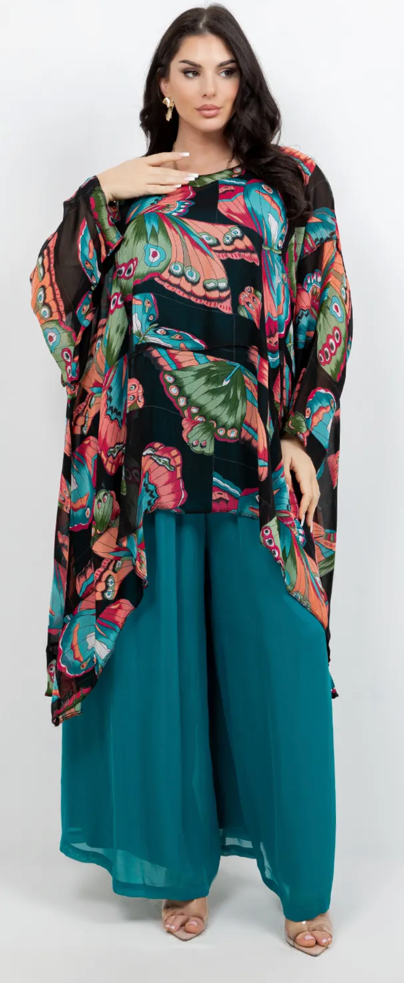 Butterfly Mosaic hi-low Tunic Top Boho Hippie Chic Resort Wear Sml-10X