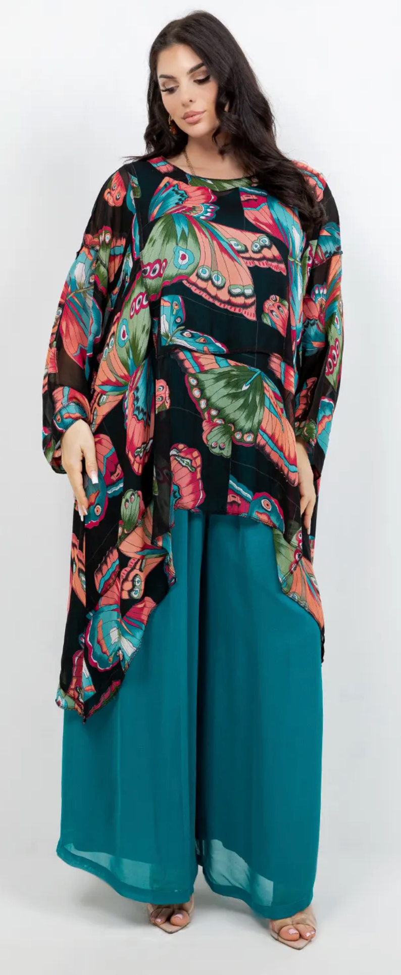 Butterfly Mosaic hi-low Tunic Top Boho Hippie Chic Resort Wear Sml-10X