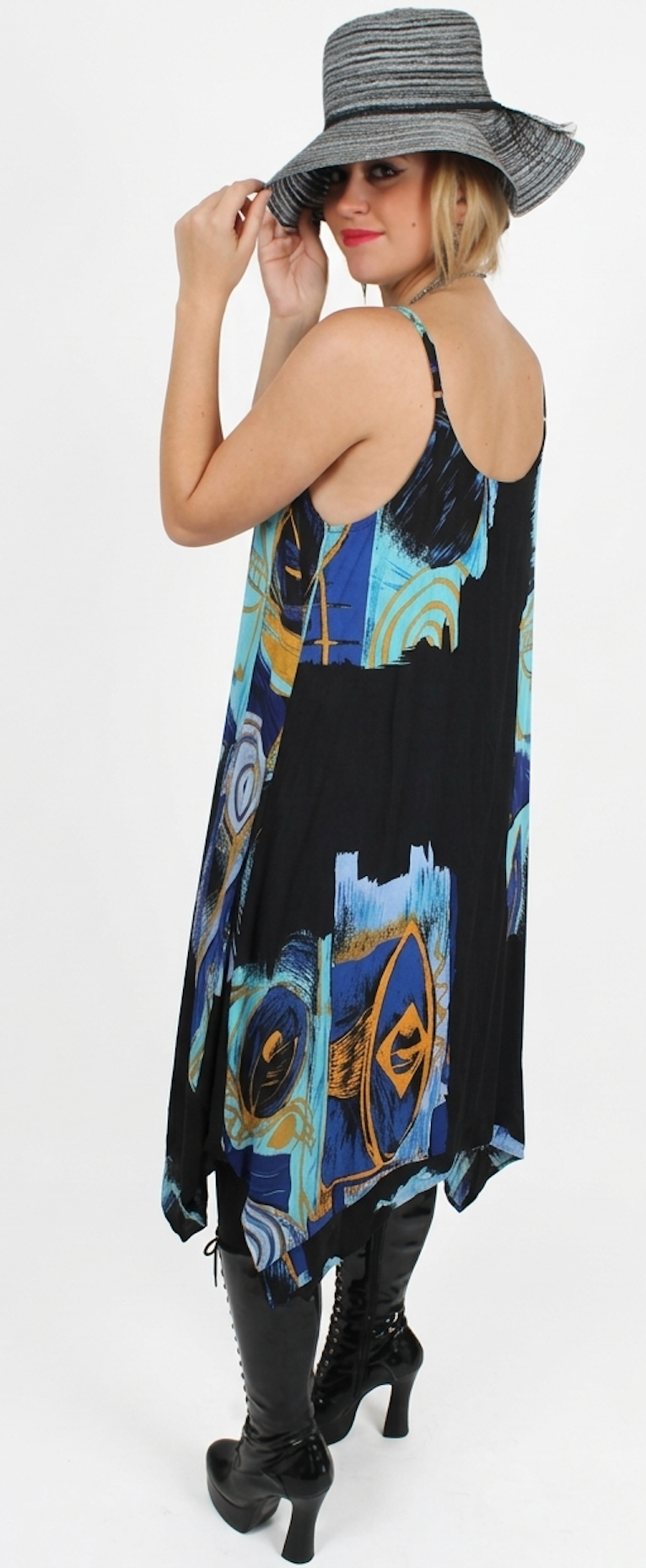 Sunheart Tank ooak Tank Batik Dress Boho Hippie Chic Resort Wear Sml-2x+