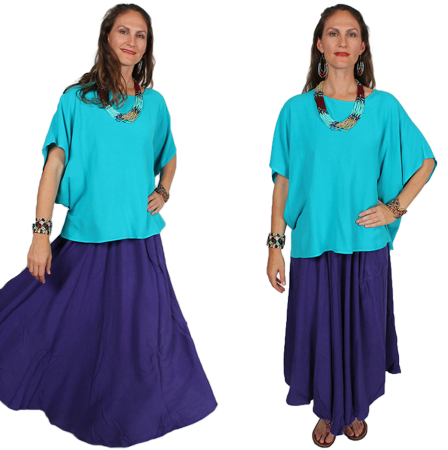 Dairi Fashions Turquoise Moroccan Cotton Gypsy Top Boho Plus Resort Wear Sml-3x