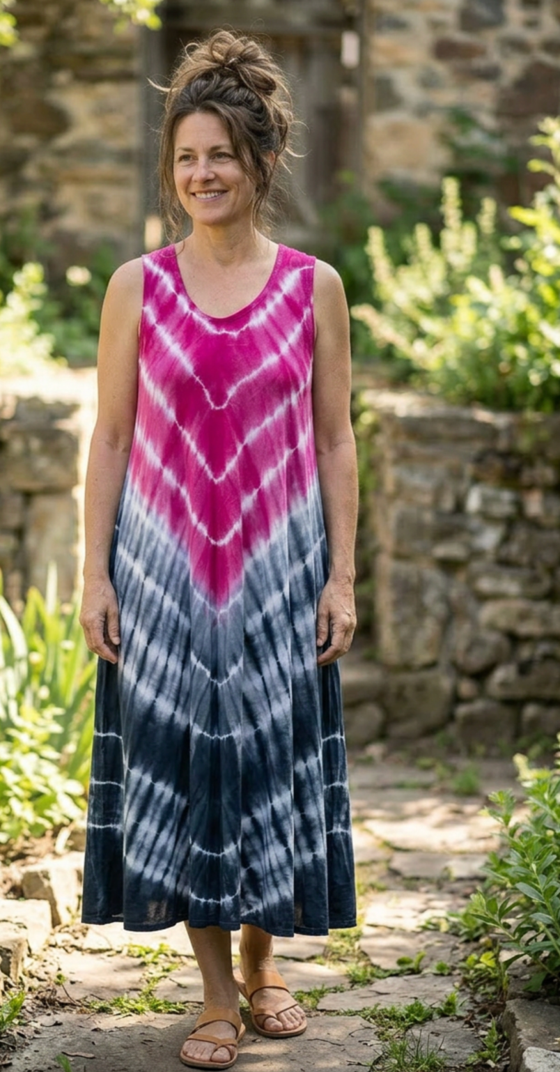 Sunheart Batik Summer Tank Dress Boho Hippie Chic Resort Wear Sml-4x+