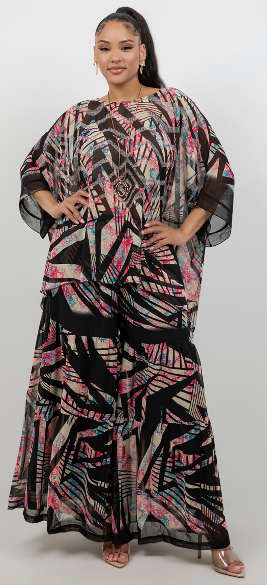 PINK LINE Only One! Oversize Pacifica Tunic Top Set Lagenlook Boho Hippie Chic SML-2X+