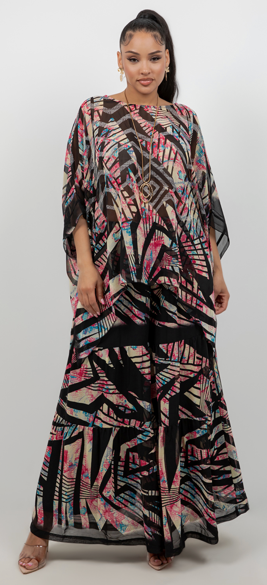 PINK LINE Only One! Oversize Pacifica Tunic Top Set Lagenlook Boho Hippie Chic SML-2X+