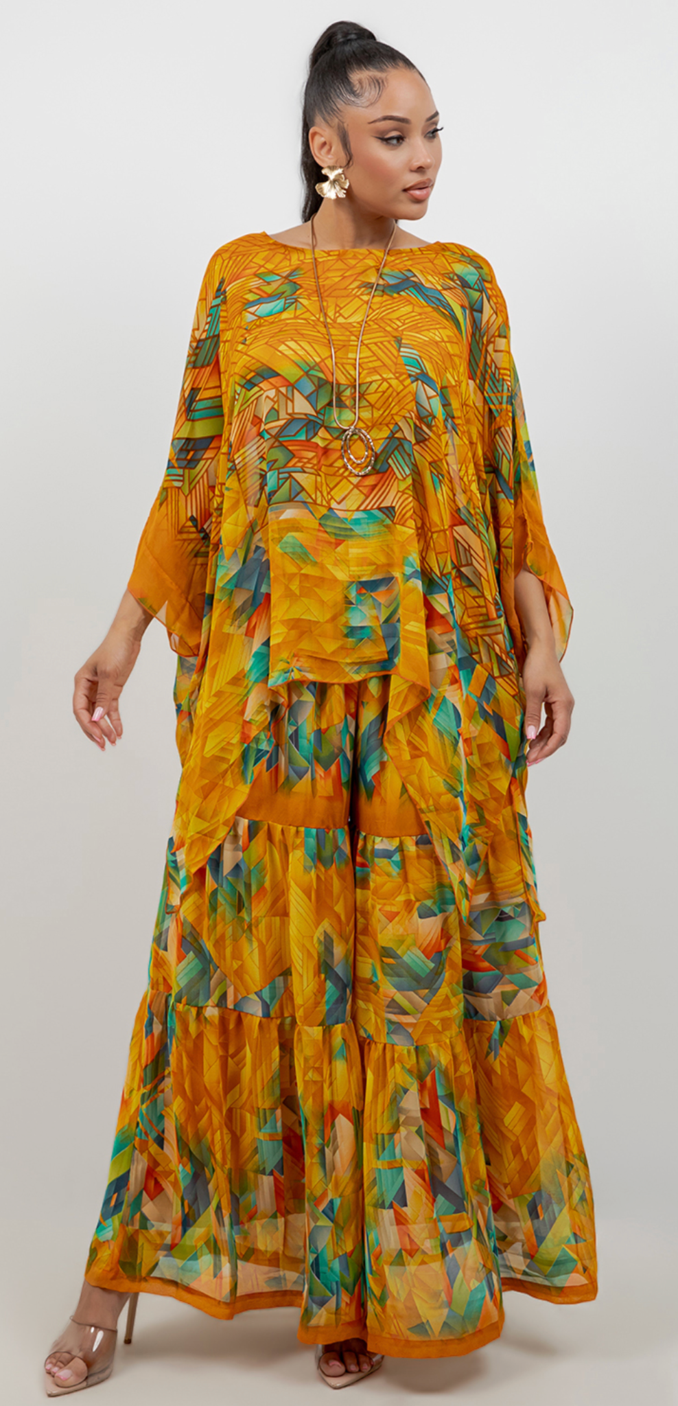2 LEFT INSTOCK- Amber Geo Oversize Pacifica Tunic Top Set Lagenlook Boho Hippie Chic SML-6X+