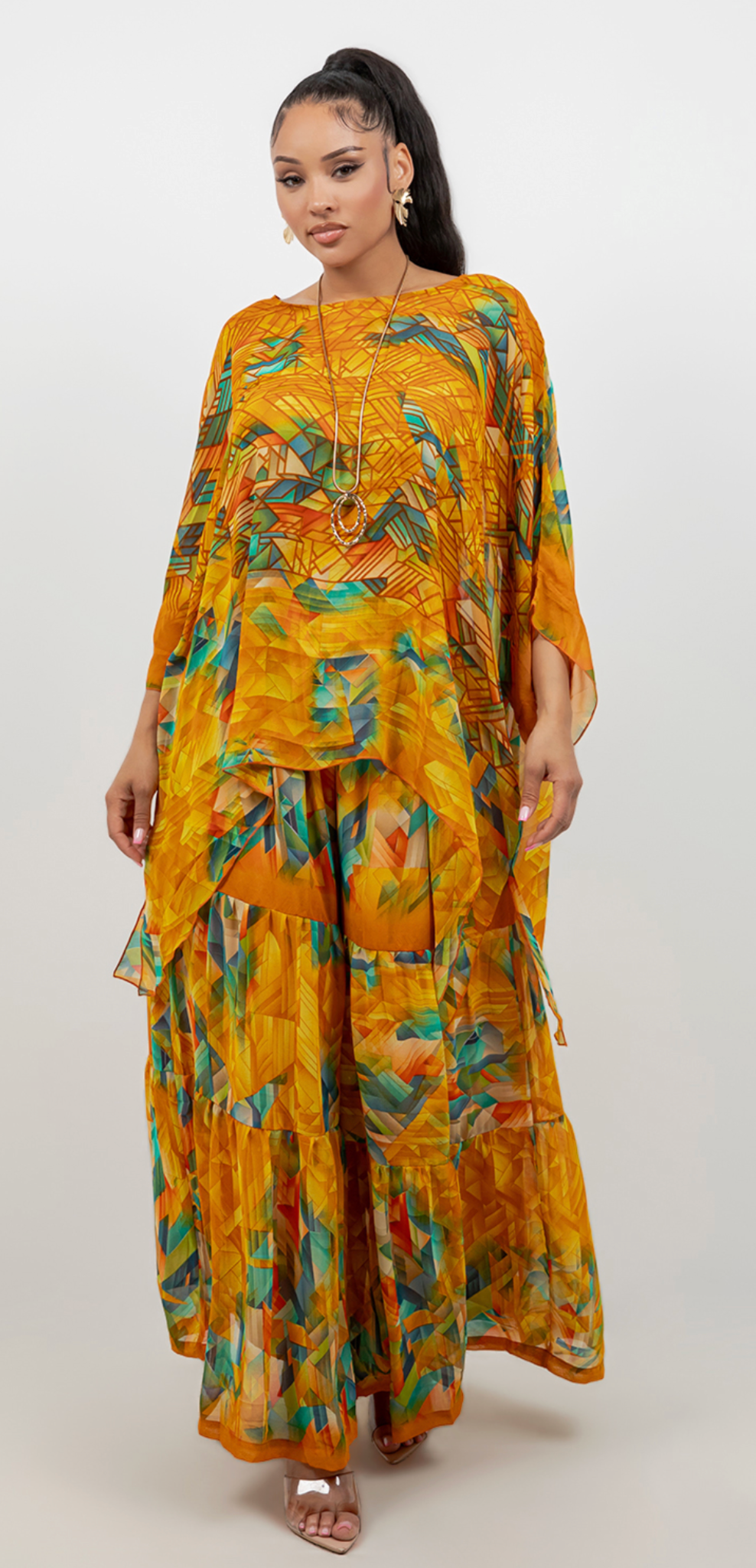 2 LEFT INSTOCK- Amber Geo Oversize Pacifica Tunic Top Set Lagenlook Boho Hippie Chic SML-6X+