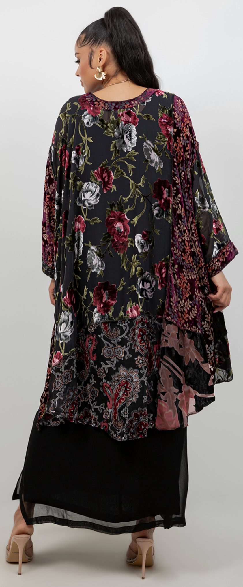 New! Ruby Velvet  Mosaic hi-low Tunic Top Boho Hippie Chic Resort Wear Sml-10X