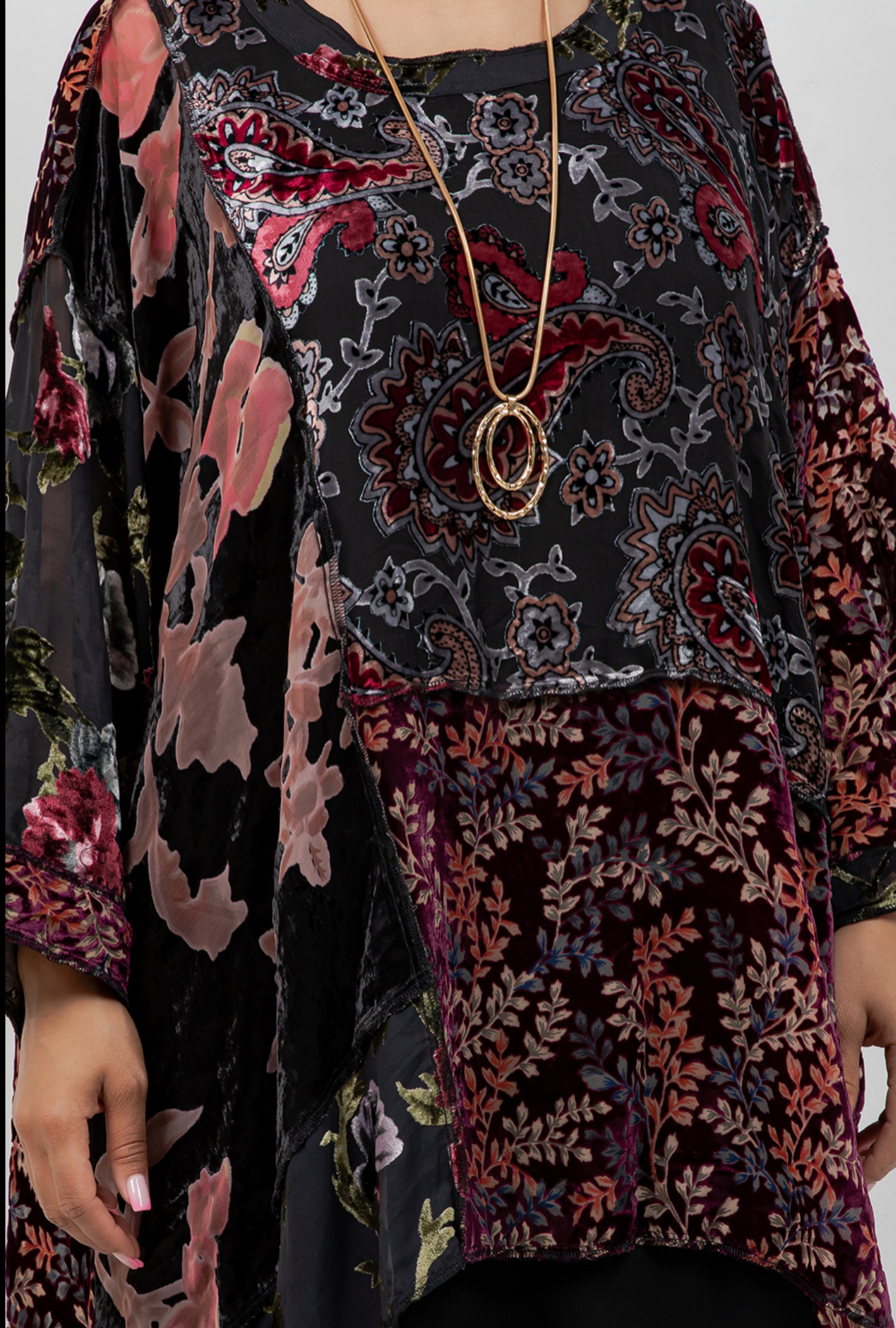 New! Ruby Velvet  Mosaic hi-low Tunic Top Boho Hippie Chic Resort Wear Sml-10X