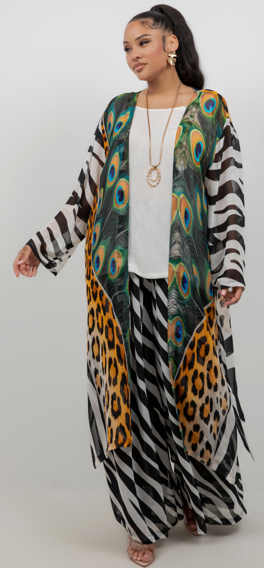 Kimono Style Boho Long Jacket Hippie Chic Resort Wear Sml-2X+