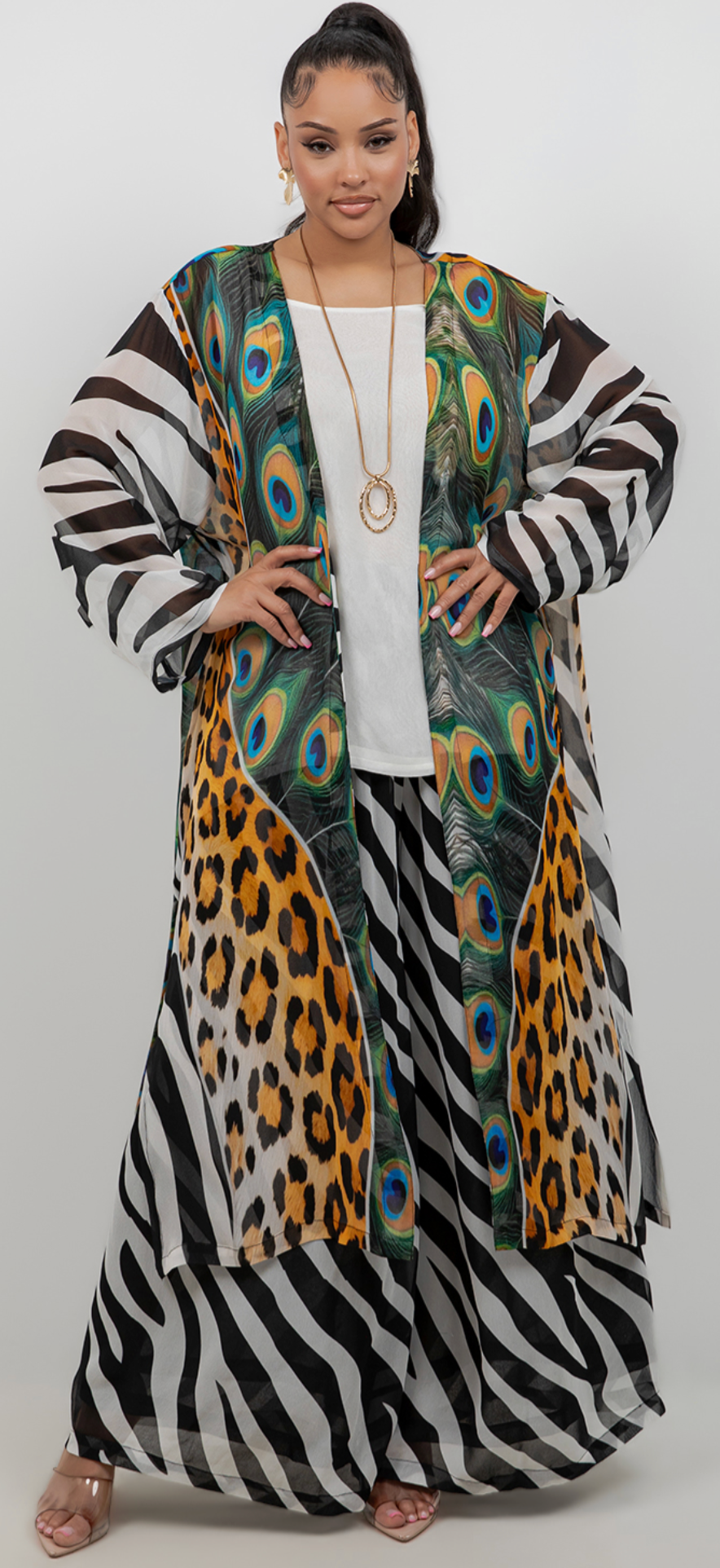 Kimono Style Boho Long Jacket Hippie Chic Resort Wear Sml-2X+