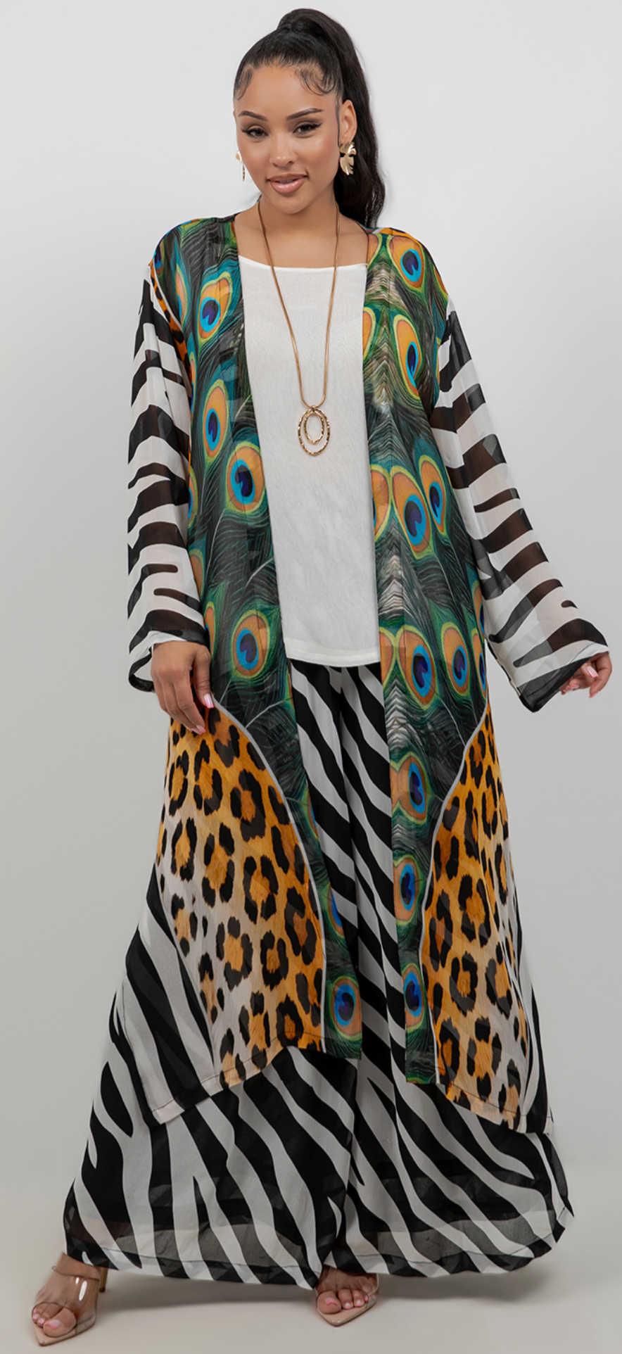 Kimono Style Boho Long Jacket Hippie Chic Resort Wear Sml-2X+