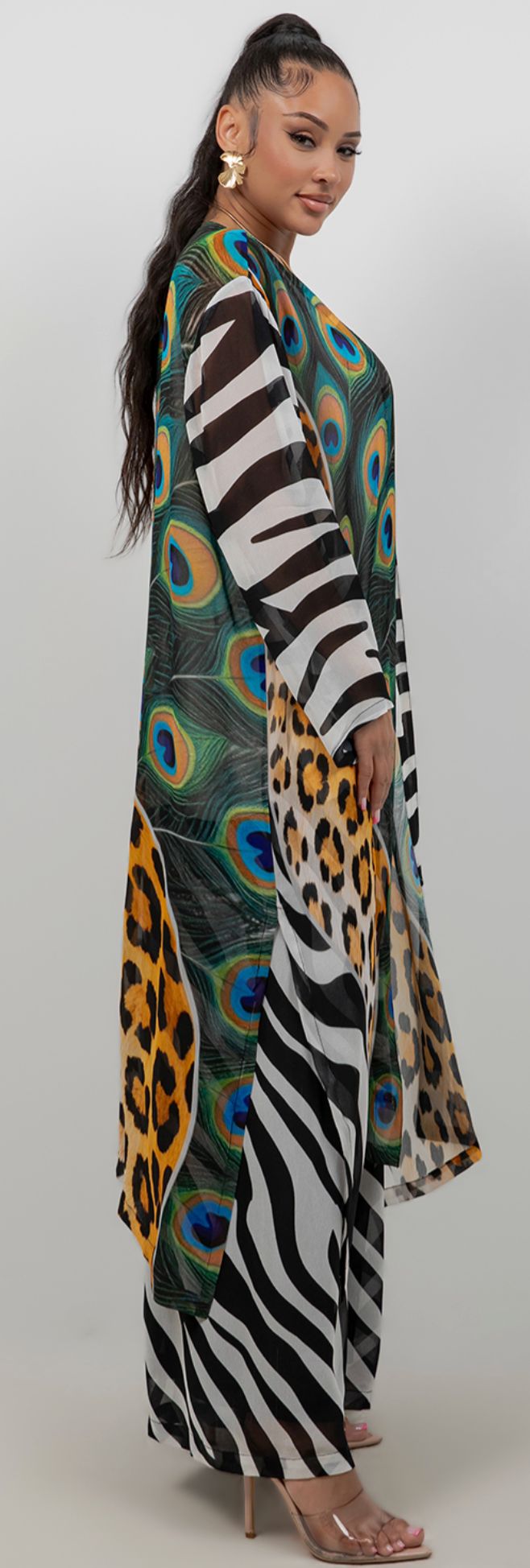 Kimono Style Boho Long Jacket Hippie Chic Resort Wear Sml-2X+
