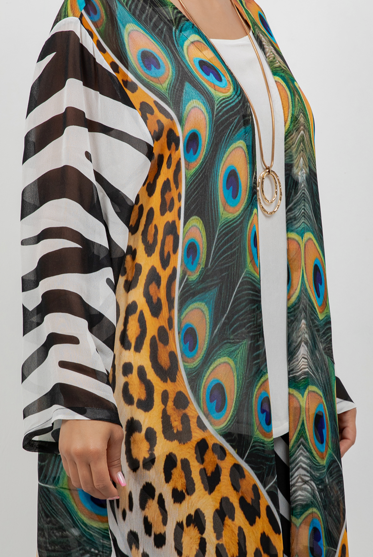 Kimono Style Boho Long Jacket Hippie Chic Resort Wear Sml-2X+
