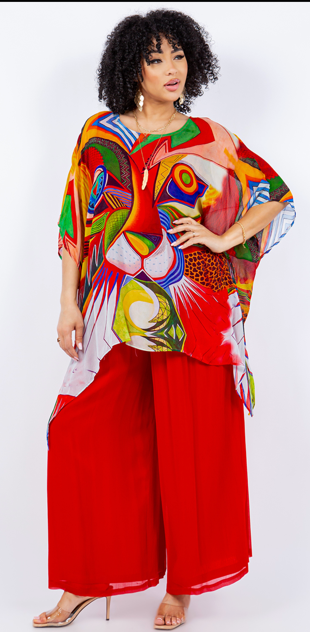 Lime & Fire Opal Abstract Oversize Pacifica Tunic Top  Lagenlook Boho Hippie Chic SML-6X+ (Copy)