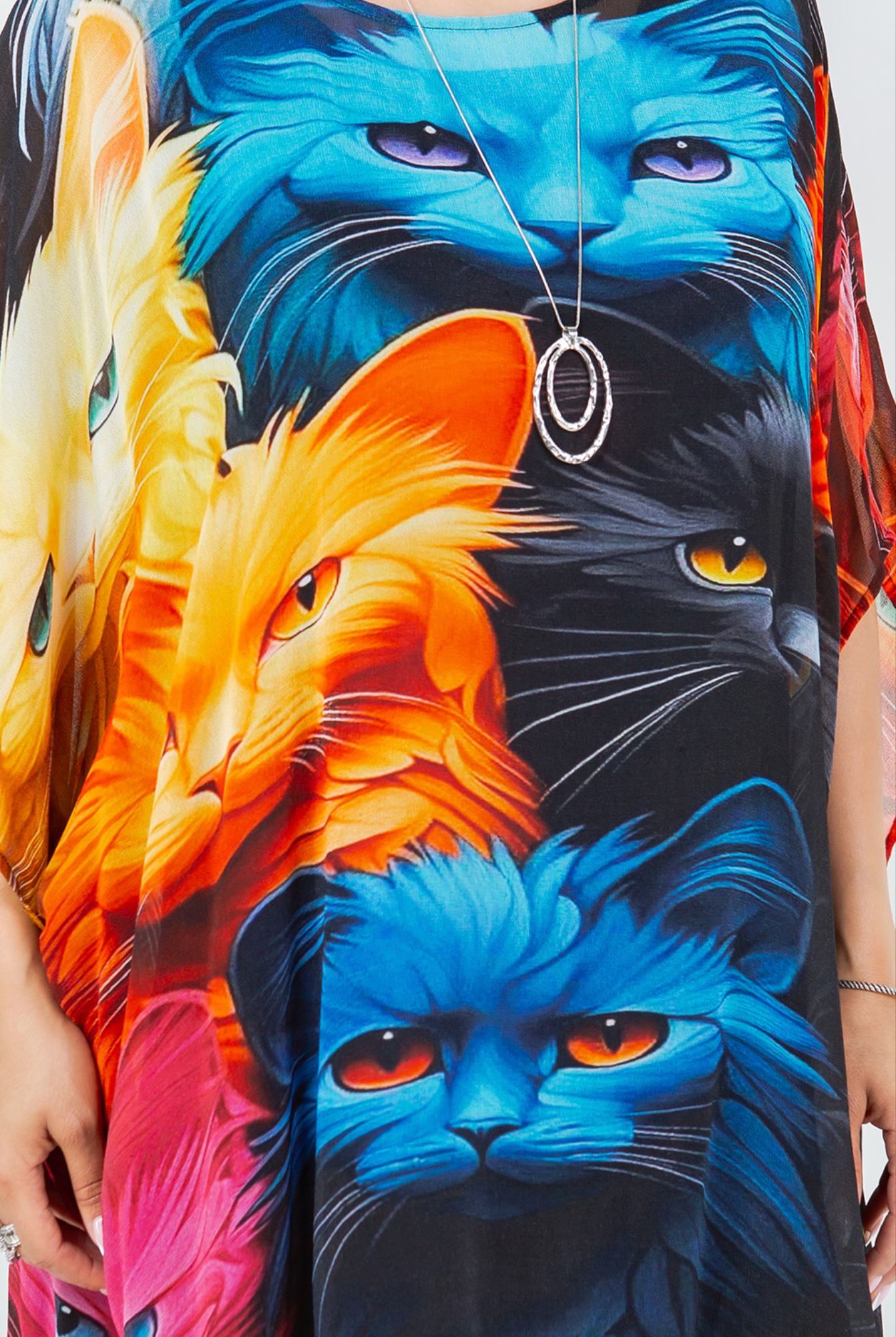 New! Here Kitty Kitty! Oversize Pacifica Tunic Top Lagenlook Boho Hippie Chic SML-6X+