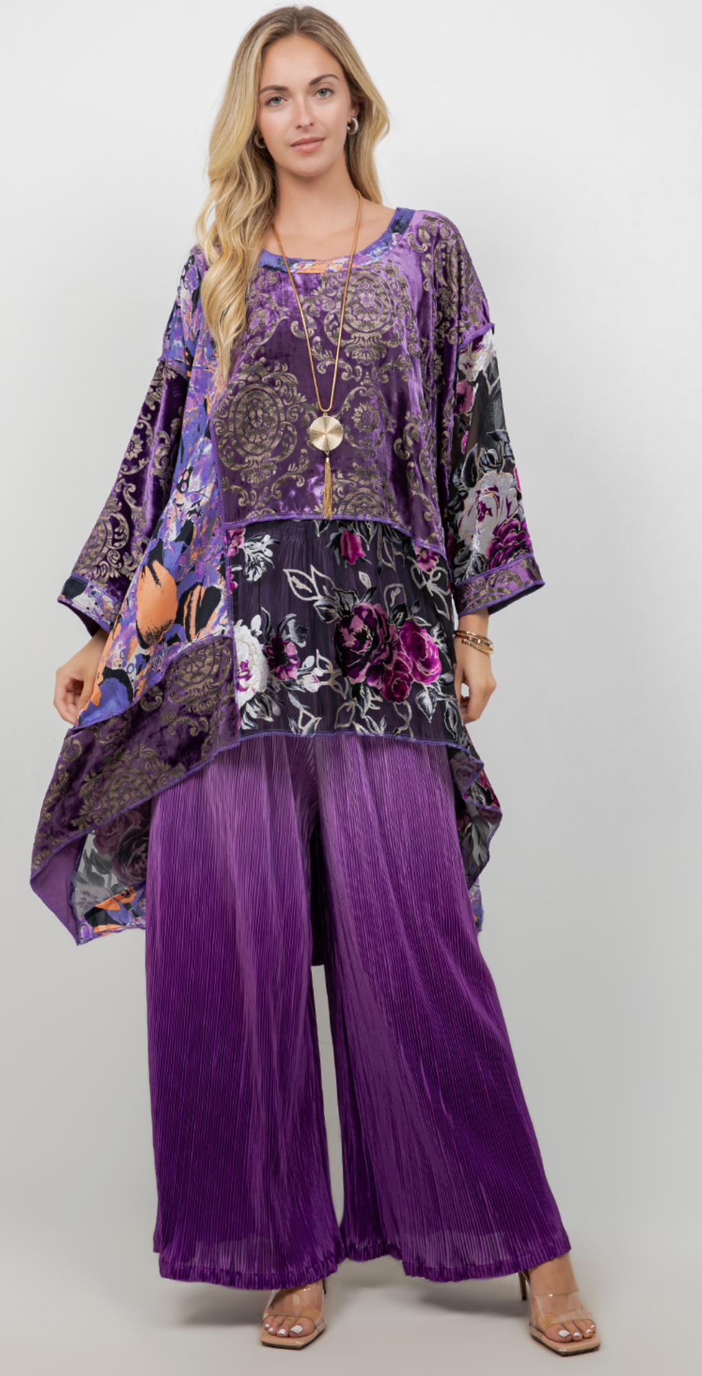 Violets Mosaic hi-low Tunic Top Boho Hippie Chic Resort Wear Sml-10X