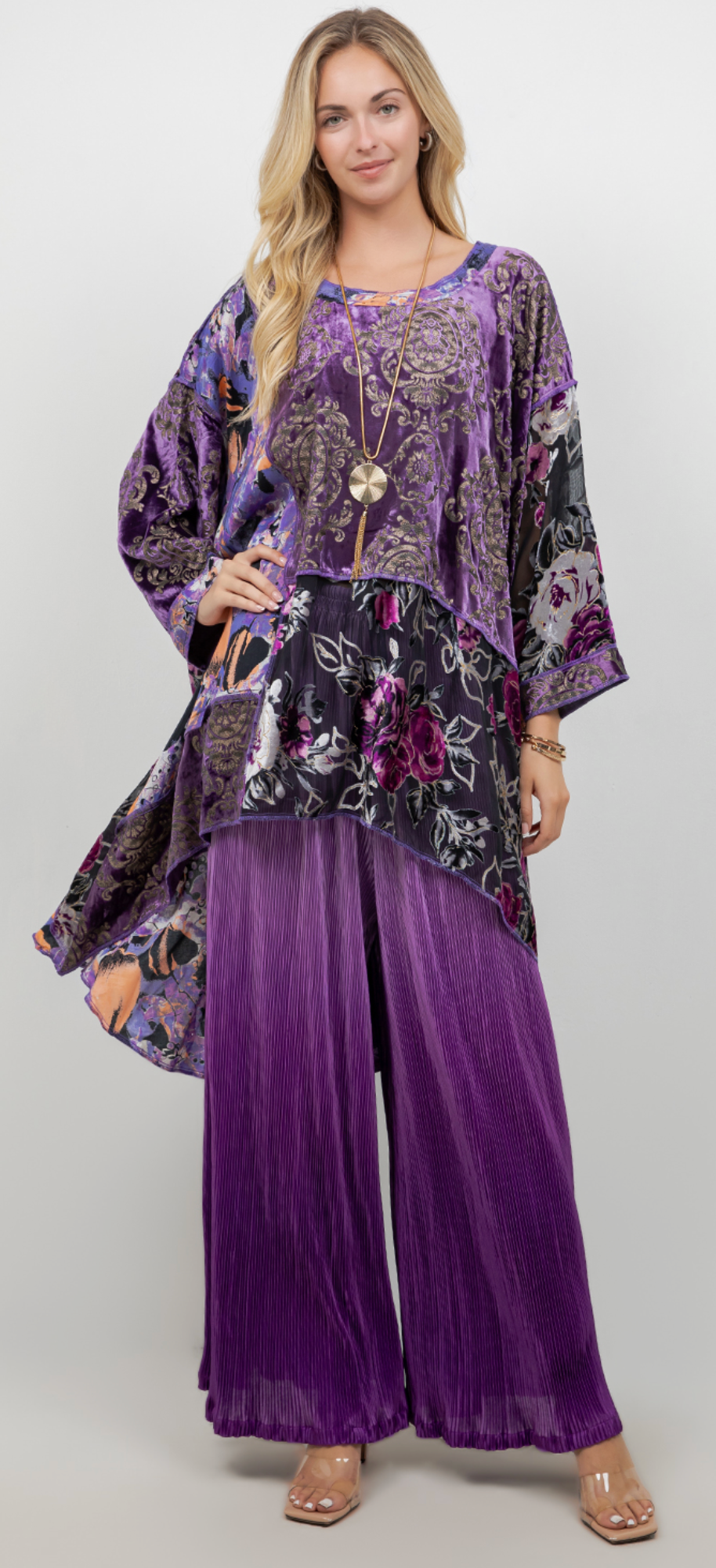 Violets Mosaic hi-low Tunic Top Boho Hippie Chic Resort Wear Sml-10X