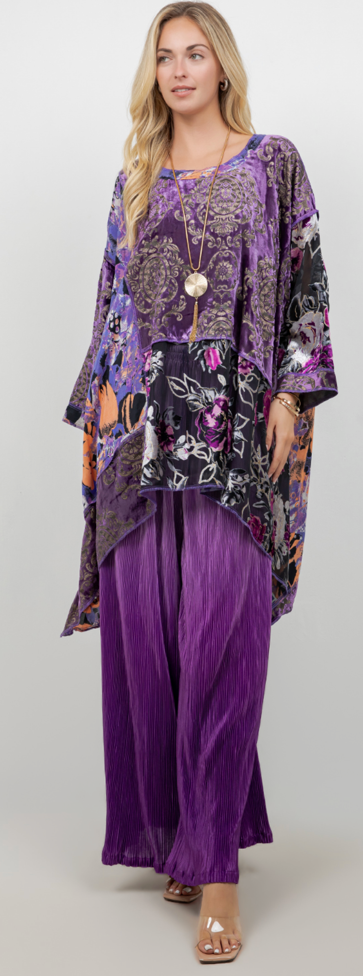 Violets Mosaic hi-low Tunic Top Boho Hippie Chic Resort Wear Sml-10X