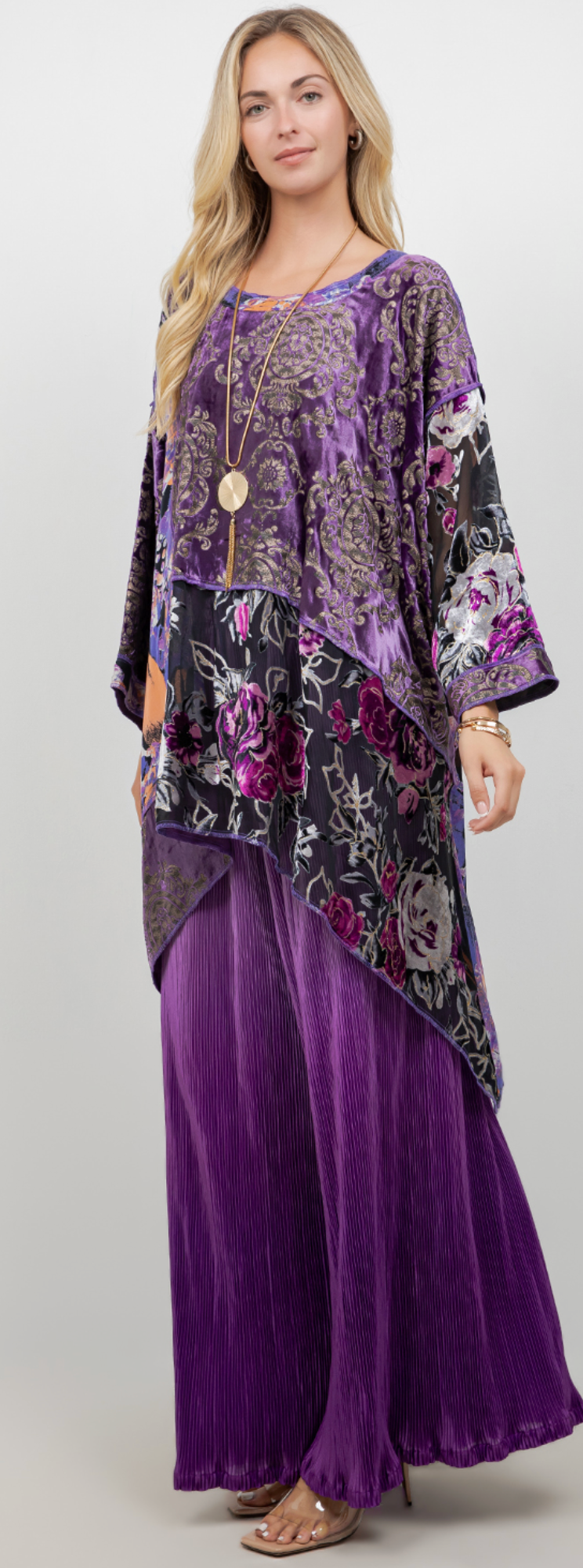 Violets Mosaic hi-low Tunic Top Boho Hippie Chic Resort Wear Sml-10X